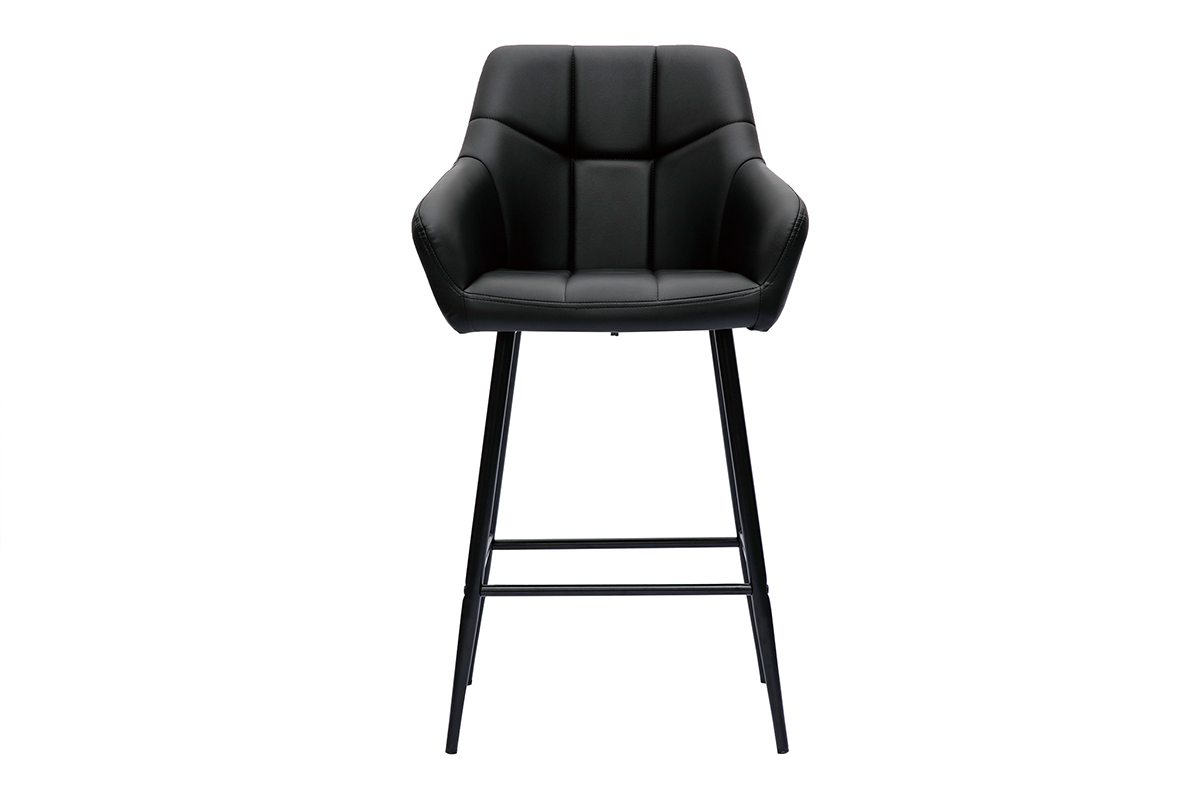 Set de 2 taburetes de cocina con asiento acolchado negro y metal negro 65 cm MONTERO