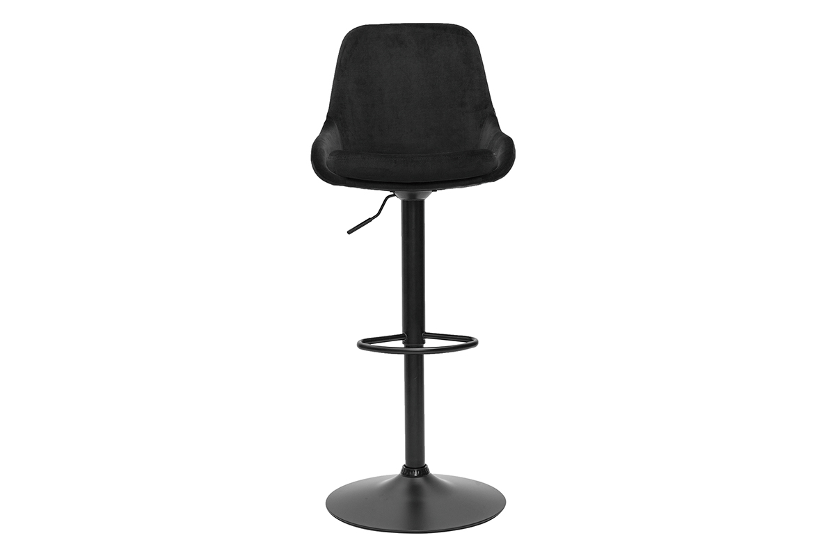 Set de 2 taburetes de cocina de diseo ajustables 360 de terciopelo azul petrleo y metal negro HOLO
