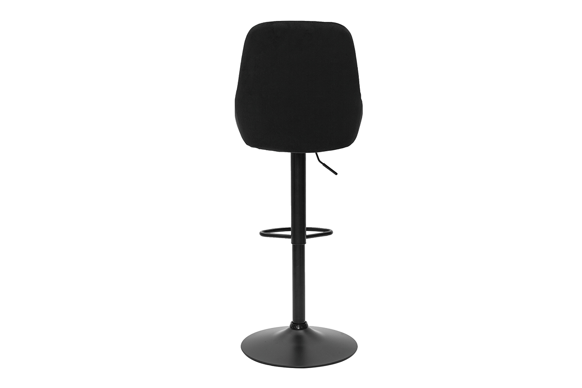 Set de 2 taburetes de cocina de diseo ajustables 360 de terciopelo azul petrleo y metal negro HOLO