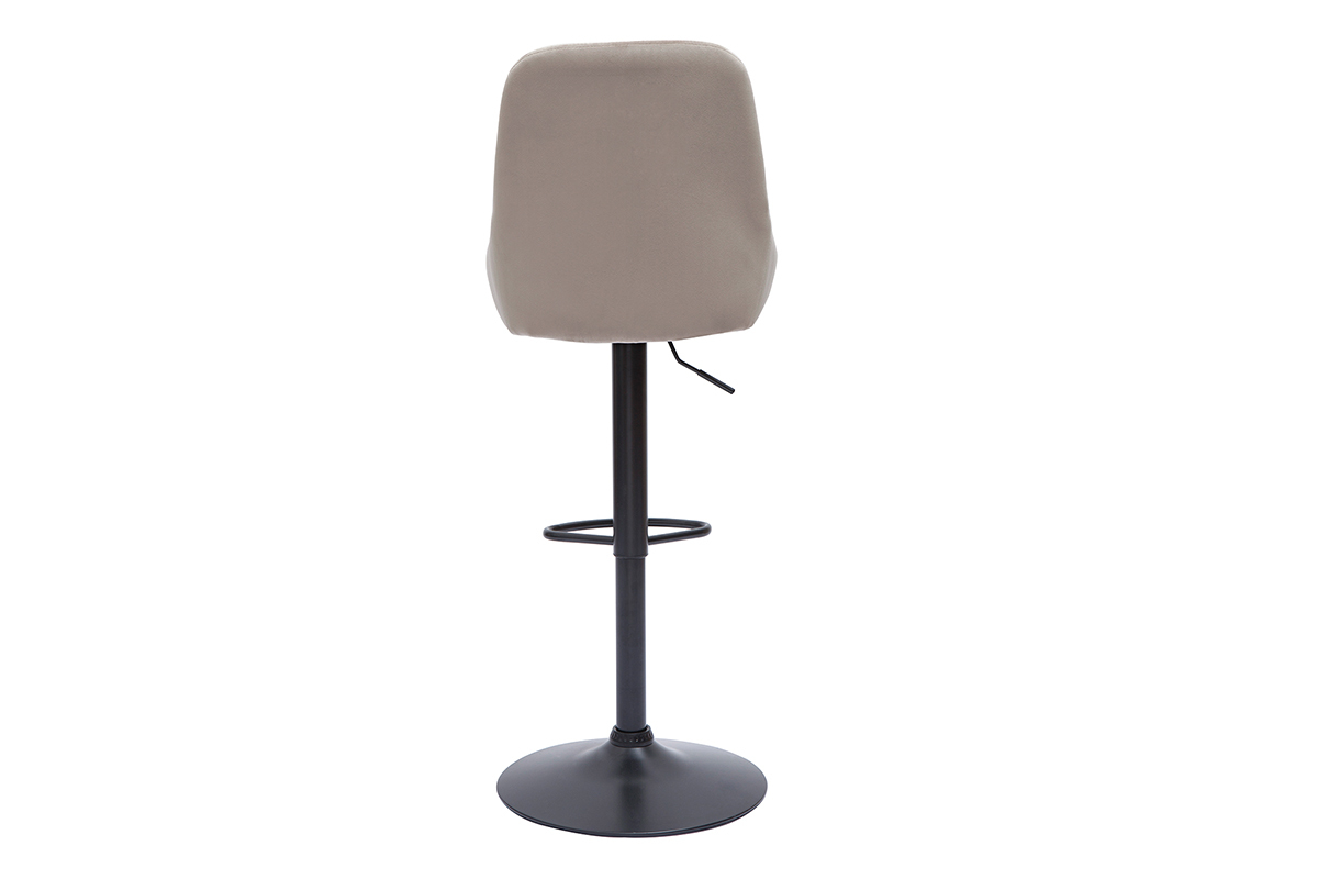 Set de 2 taburetes de cocina de diseo ajustables 360 de terciopelo topo y metal negro HOLO