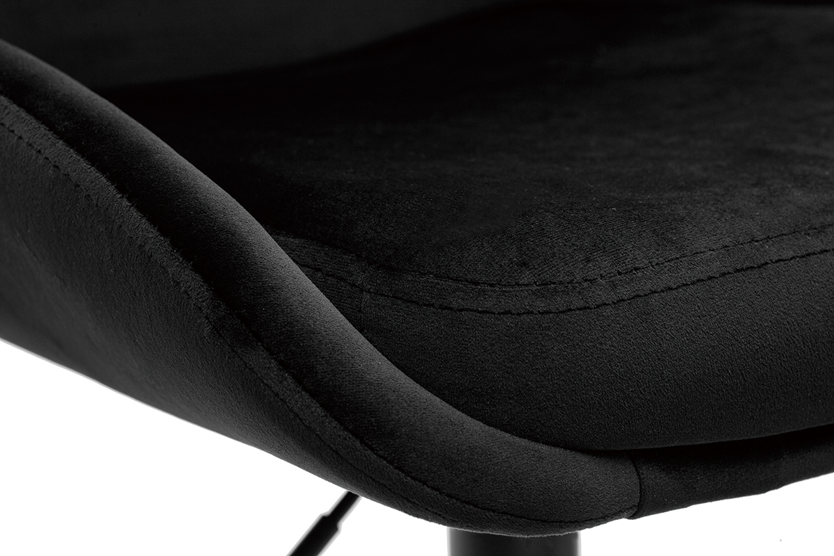 Set de 2 taburetes de cocina de dise�o ajustables 360� de terciopelo azul petr�leo y metal negro HOLO