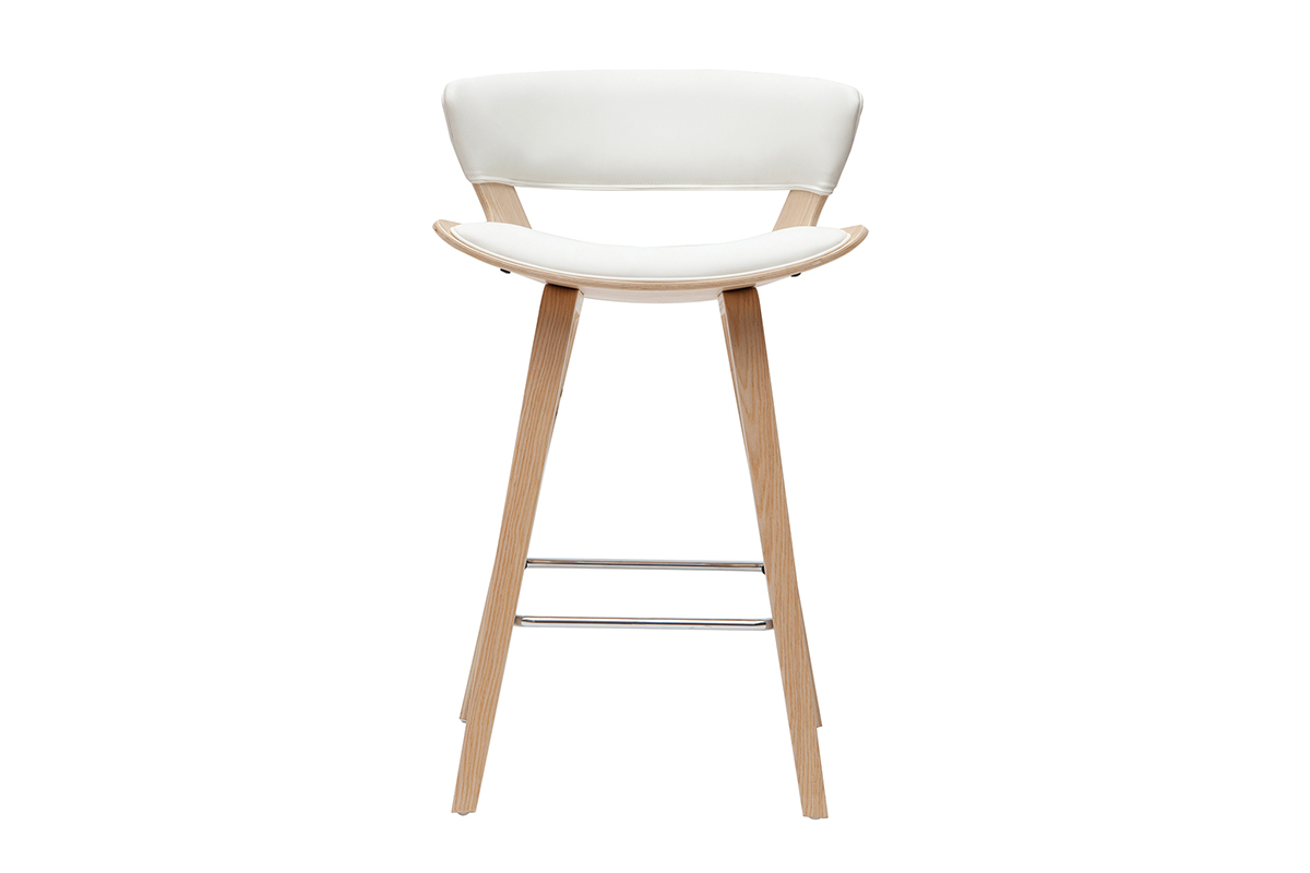Set de 2 taburetes de cocina de diseo blanco con madera clara 65 cm SYRAH