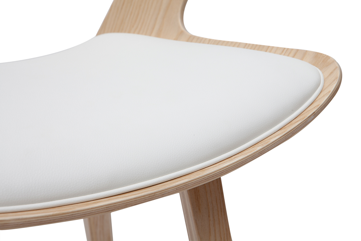 Set de 2 taburetes de cocina de diseo blanco con madera clara 65 cm SYRAH
