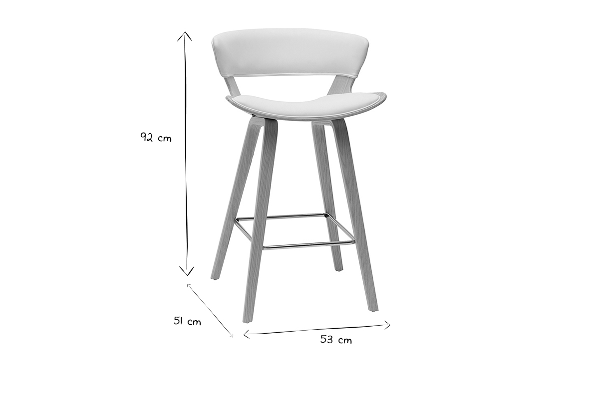 Set de 2 taburetes de cocina de diseo blanco con madera clara 65 cm SYRAH