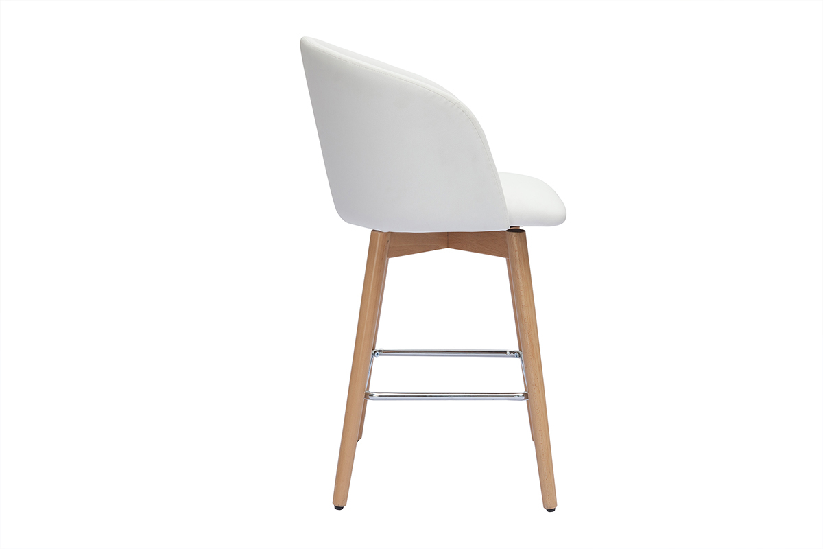 Set de 2 Taburetes de cocina de diseo blanco con madera clara 90 cm VANITY