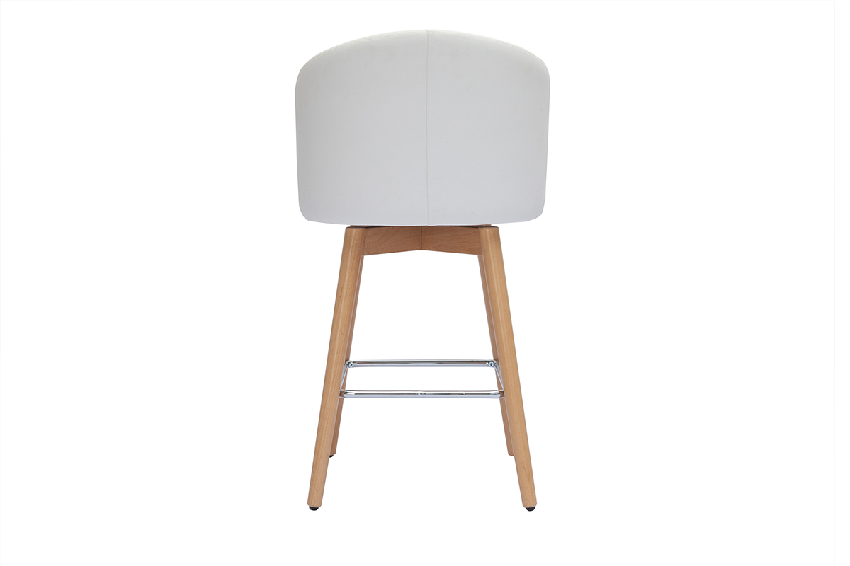 Set de 2 Taburetes de cocina de diseo blanco con madera clara 90 cm VANITY