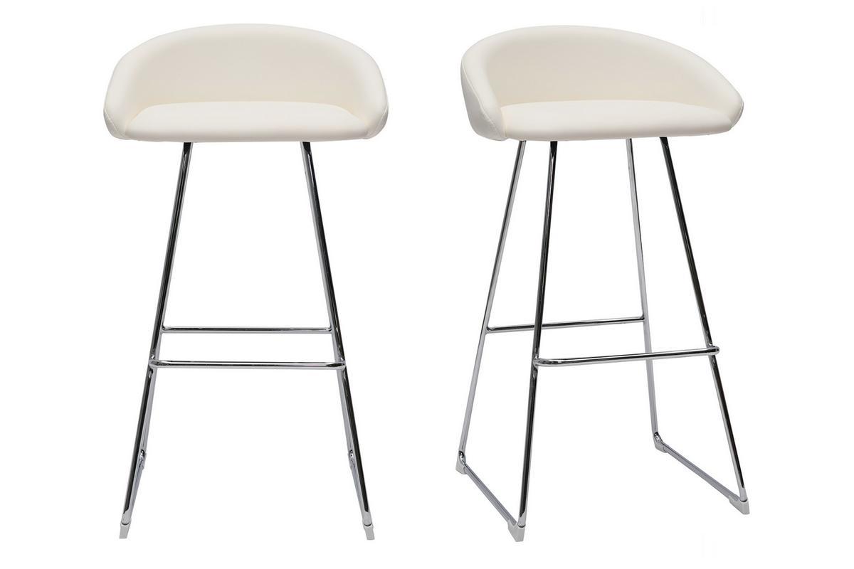 Set de 2taburetes de cocina de diseo blanco y cromado 75cm REYNOLD