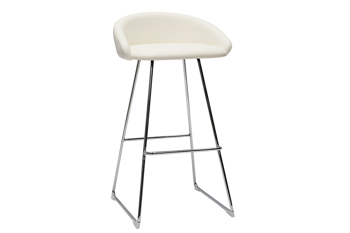Set de 2taburetes de cocina de diseo blanco y cromado 75cm REYNOLD