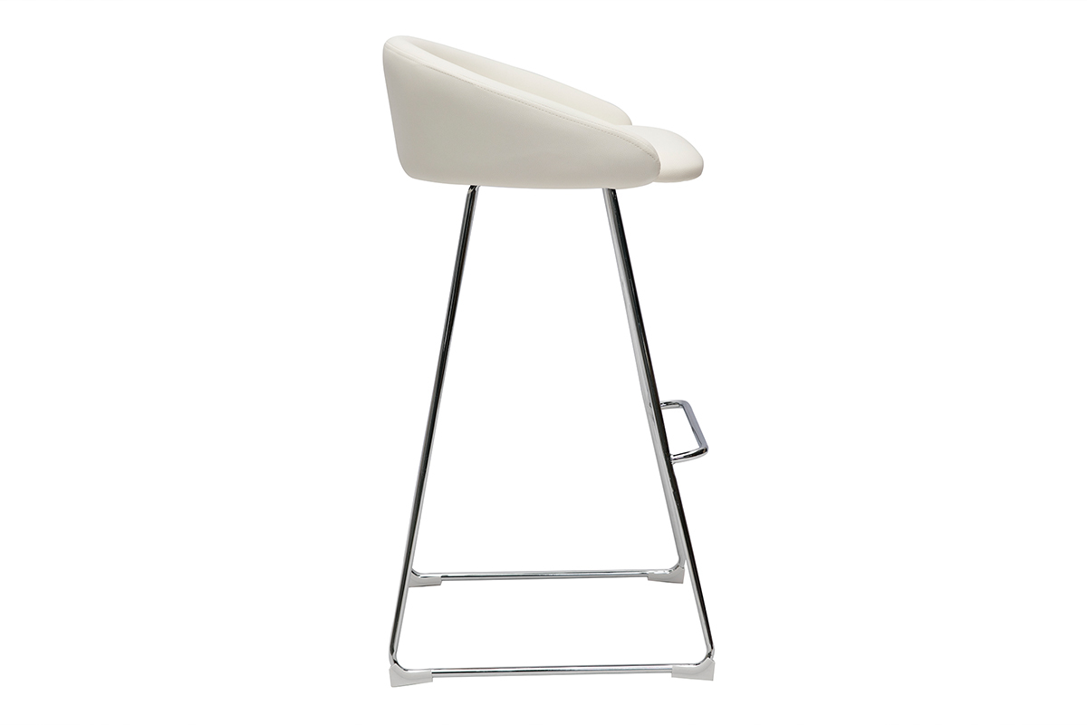 Set de 2taburetes de cocina de diseo blanco y cromado 75cm REYNOLD