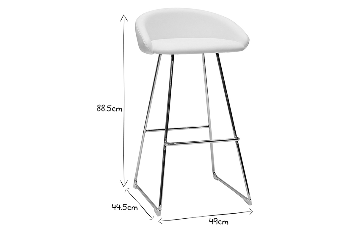 Set de 2taburetes de cocina de diseo blanco y cromado 75cm REYNOLD