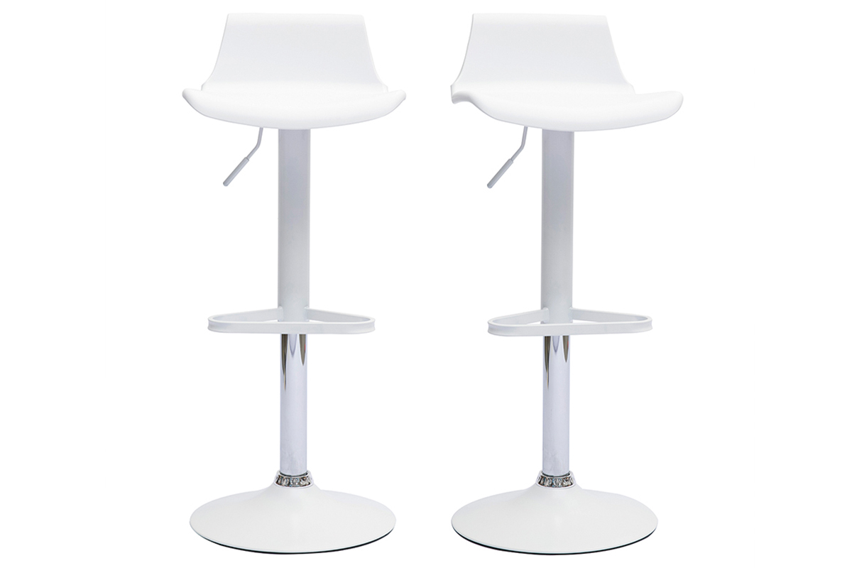 Set de 2 taburetes de cocina de diseo blancos ajustables 360 KRONOS