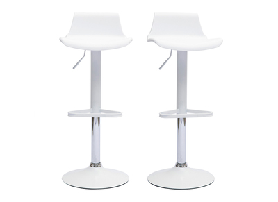 Set de 2 taburetes de cocina de diseño blancos ajustables 360º KRONOS