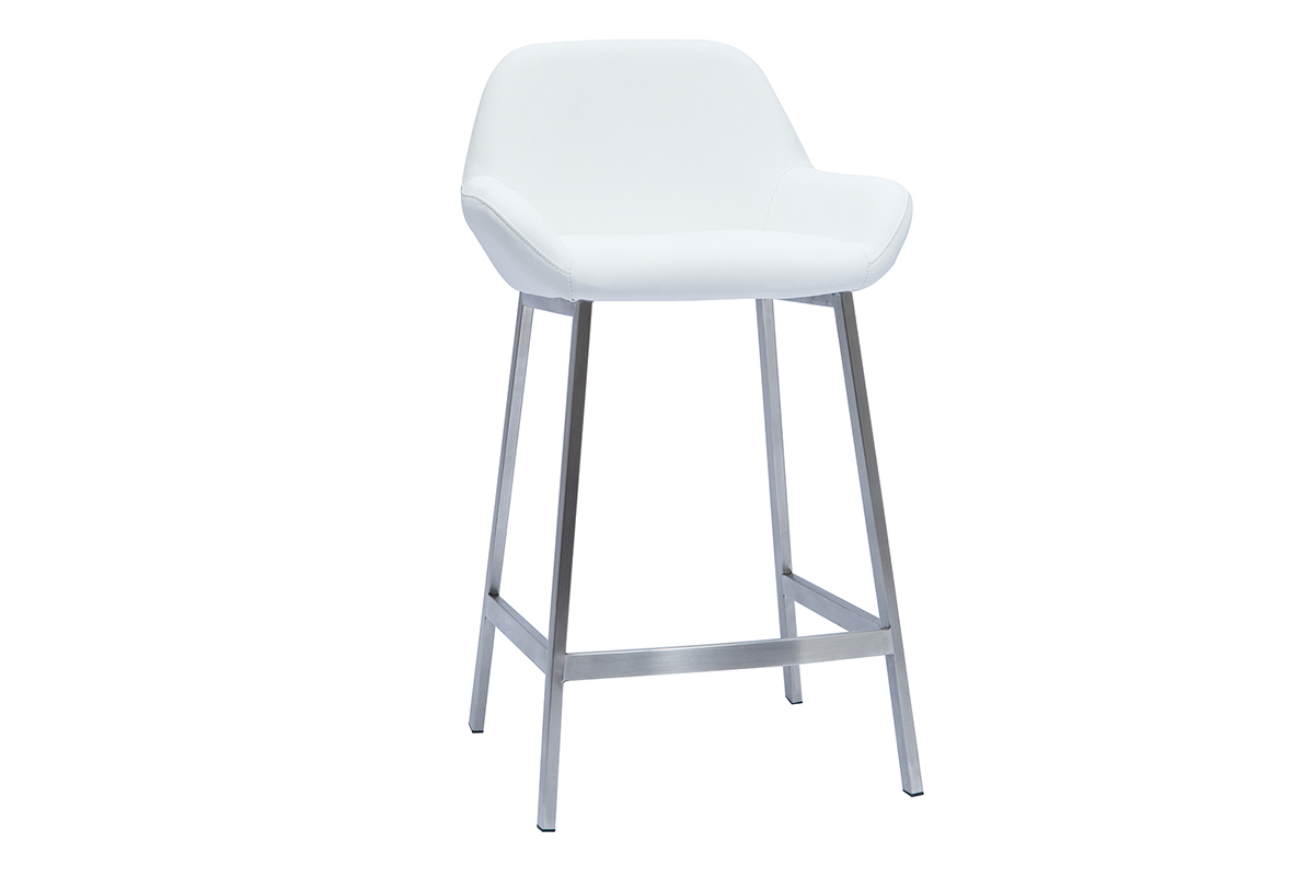 Set de 2 taburetes de cocina de diseo blancos con pie de metal RINGER