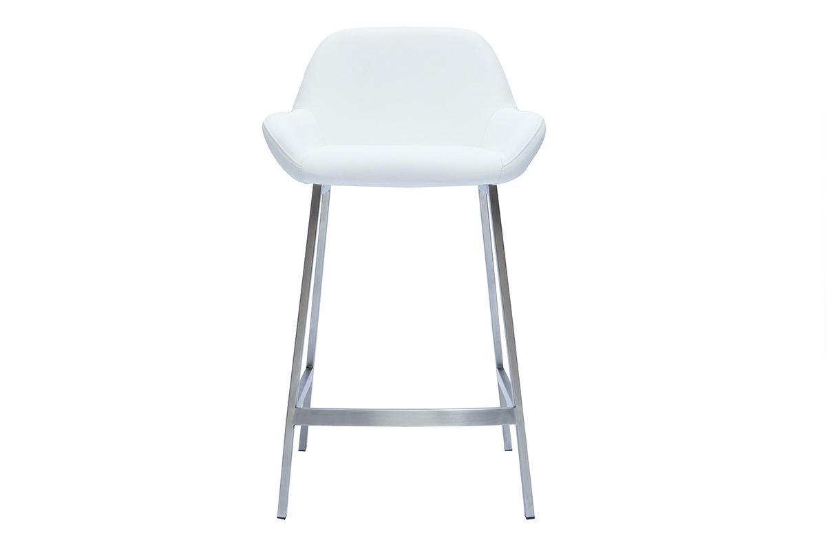 Set de 2 taburetes de cocina de diseo blancos con pie de metal RINGER