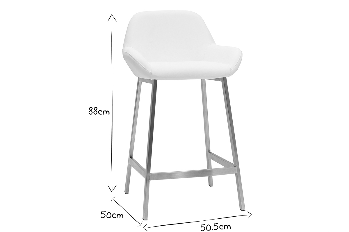 Set de 2 taburetes de cocina de diseo blancos con pie de metal RINGER