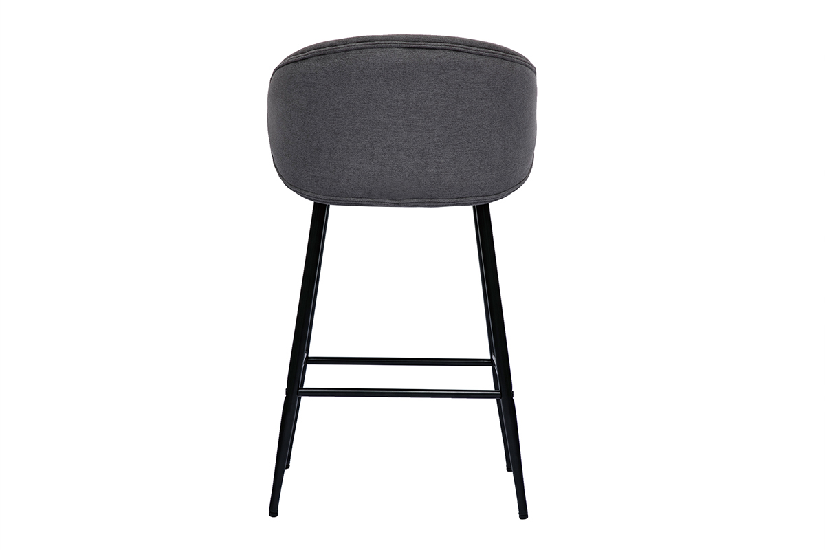 Set de 2 taburetes de cocina de diseo de tela efecto aterciopelado gris y metal negro ROSALIE