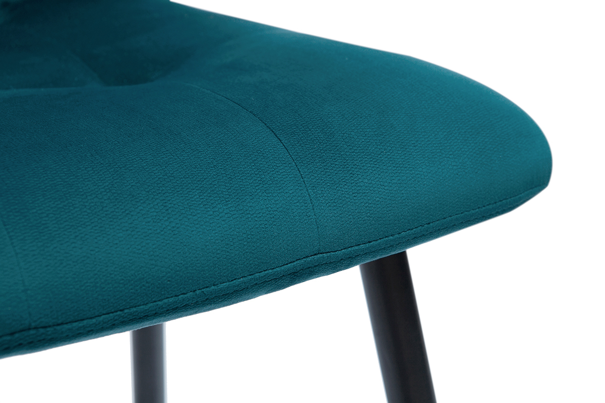 Set de2 taburetes de cocina de diseo de terciopelo azul petrleo 65cm de altura ESCAPE