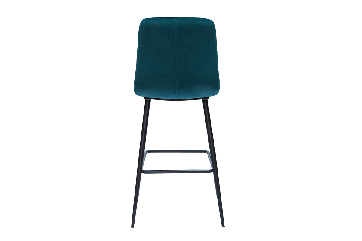 Set de2 taburetes de cocina de diseo de terciopelo azul petrleo 65cm de altura ESCAPE