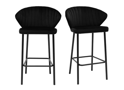 Set de 2 taburetes de cocina de diseño de terciopelo negro 68 cm DALLY