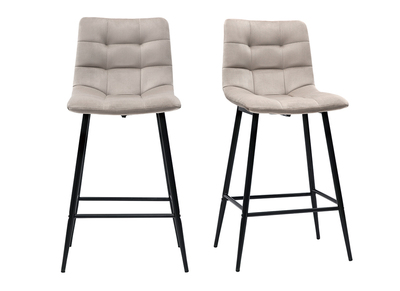 Set de 2 taburetes de cocina de diseño de terciopelo topo 65 cm MAXWELL