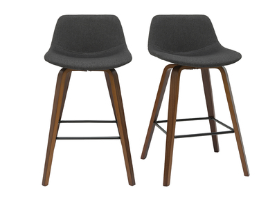 Set de 2 taburetes de cocina de diseño gris oscuro y nogal 65 cm NONIE