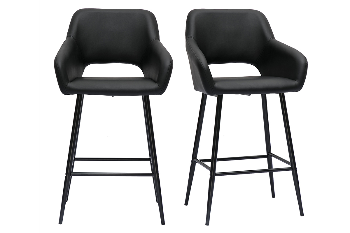 Set de 2 taburetes de cocina de diseo negro 65 cm LAURETTE