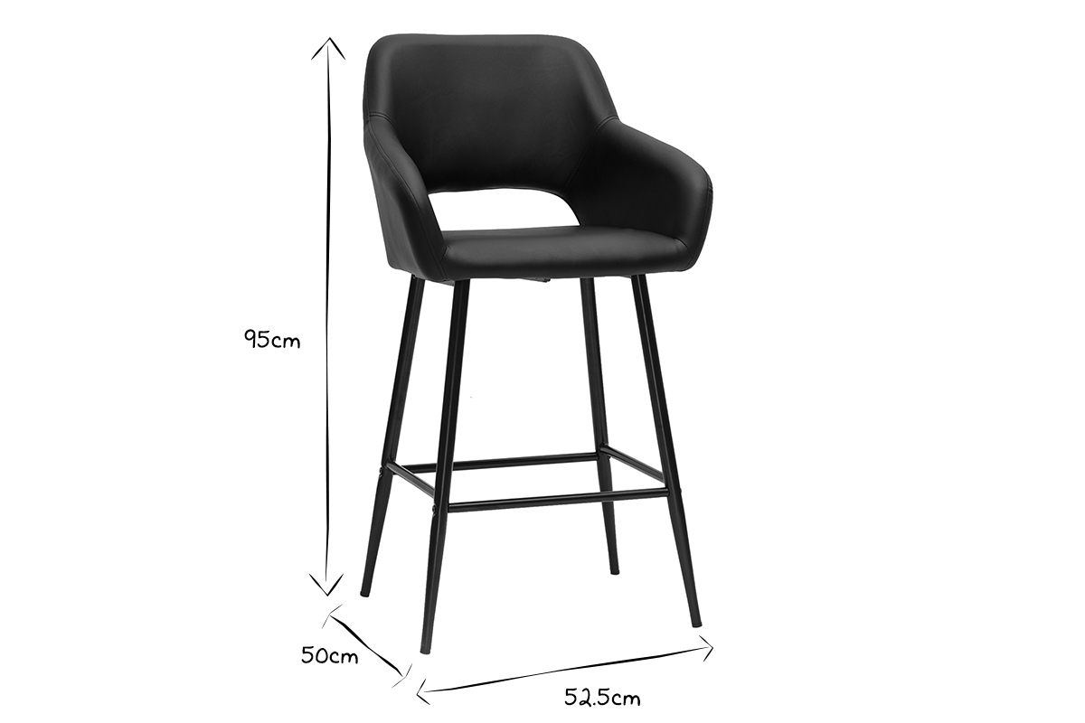 Set de 2 taburetes de cocina de diseo negro 65 cm LAURETTE