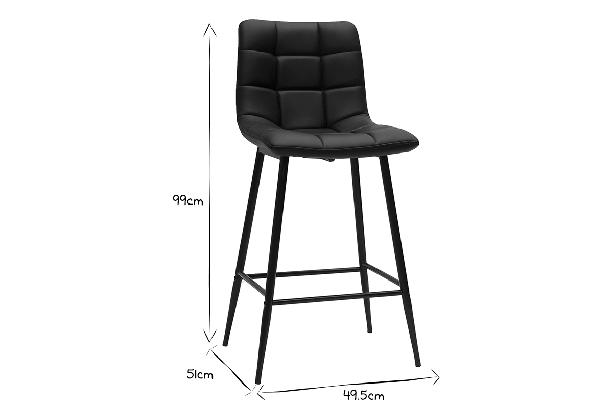 Set de 2 taburetes de cocina de diseo negro 65cm MAXWELL