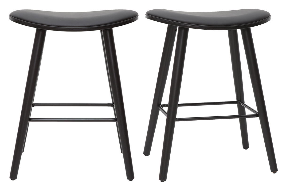 Set de 2 taburetes de cocina de diseo negro 65cm MEADOW
