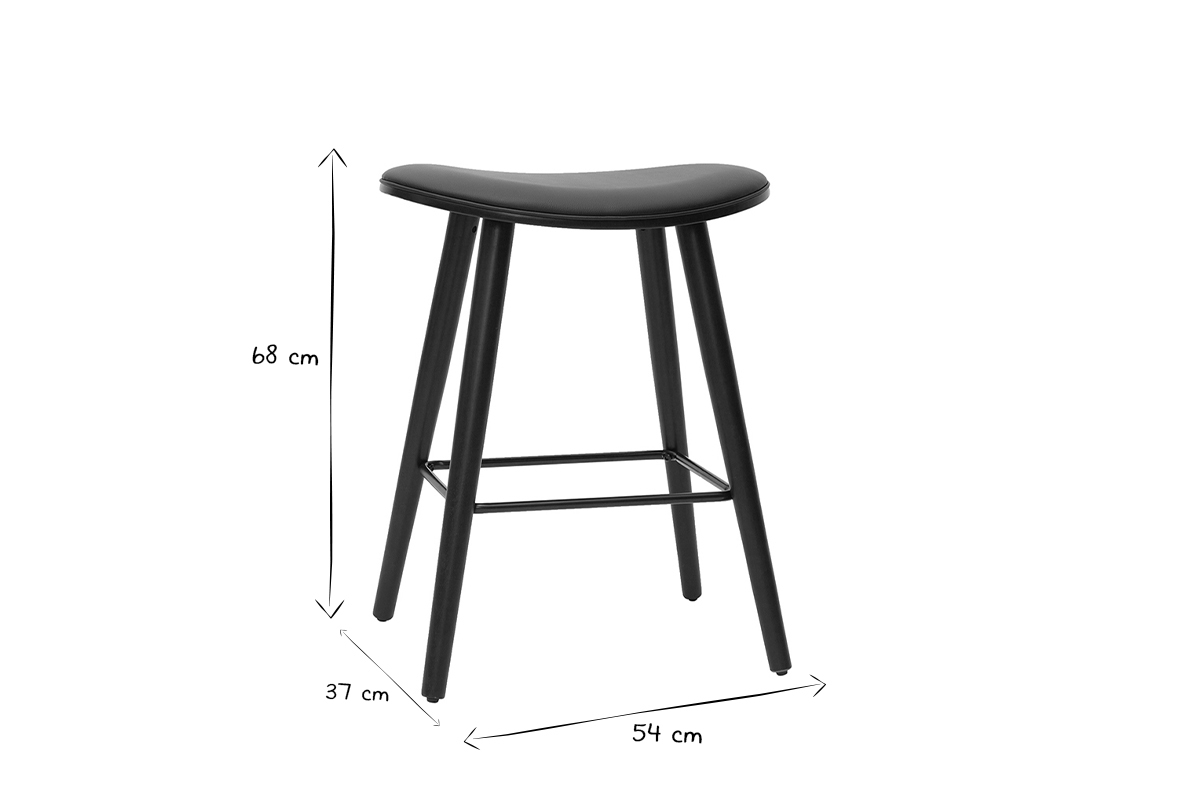 Set de 2 taburetes de cocina de diseo negro 65cm MEADOW