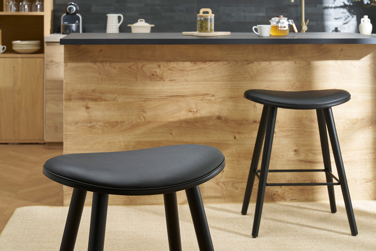 Set de 2 taburetes de cocina de dise�o negro 65.5�cm MEADOW