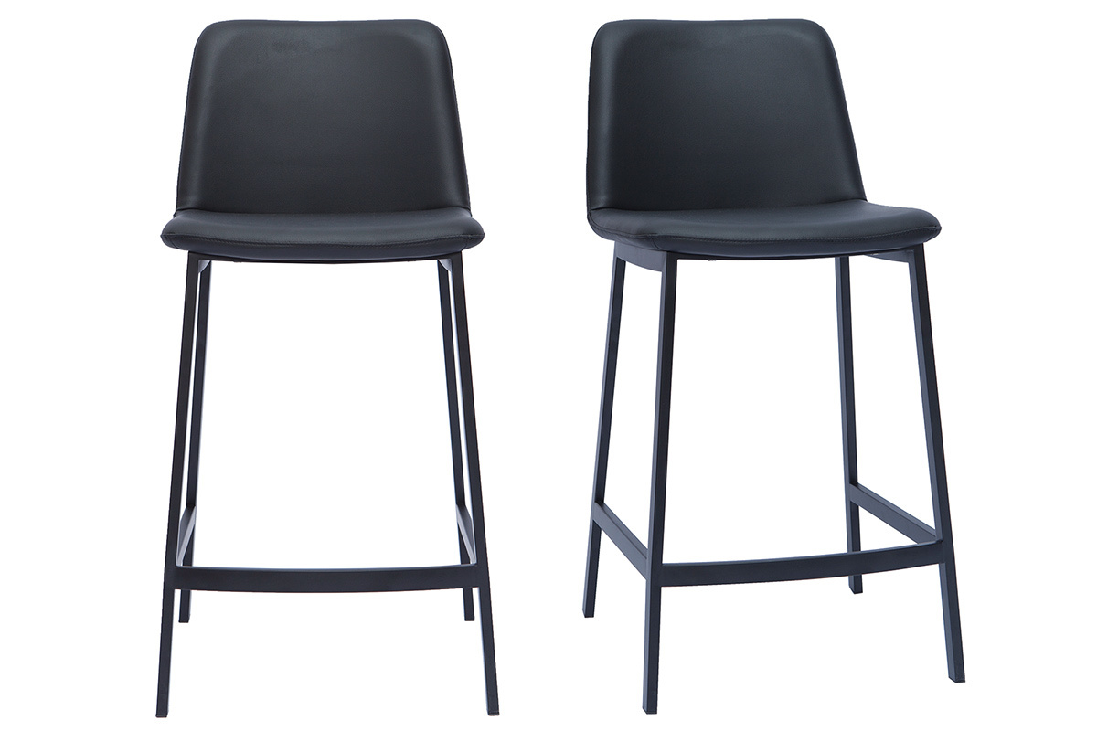 Set de 2 taburetes de cocina de diseño negro 66 cm altura ARSENE