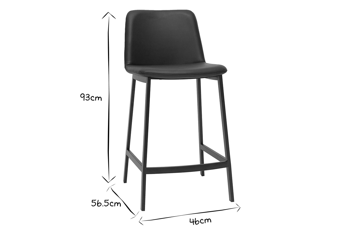 Set de 2 taburetes de cocina de diseño negro 66 cm altura ARSENE