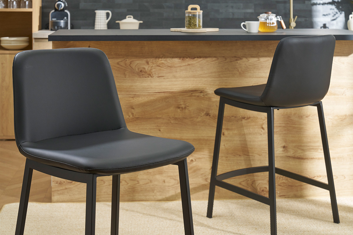 Set de 2 taburetes de cocina de diseo negro 66cm altura ARSENE