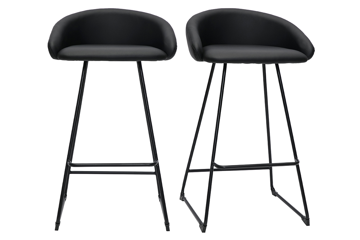 Set de 2 taburetes de cocina de diseo negro 69cm REYNOLD