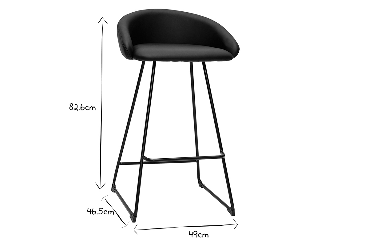 Set de 2 taburetes de cocina de diseo negro 69cm REYNOLD