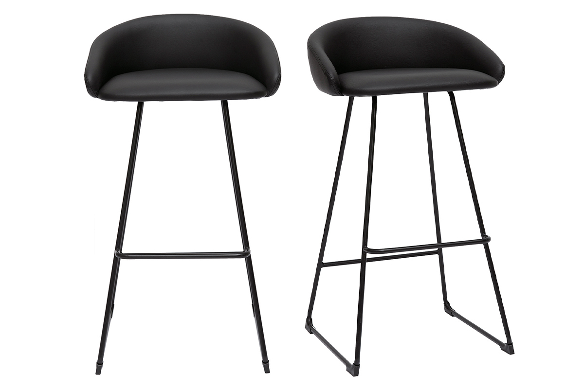 Set de 2 taburetes de cocina de diseo negro 75 cm REYNOLD