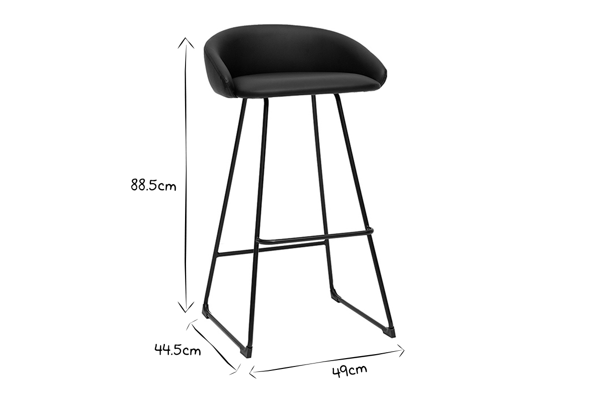 Set de 2 taburetes de cocina de diseo negro 75 cm REYNOLD