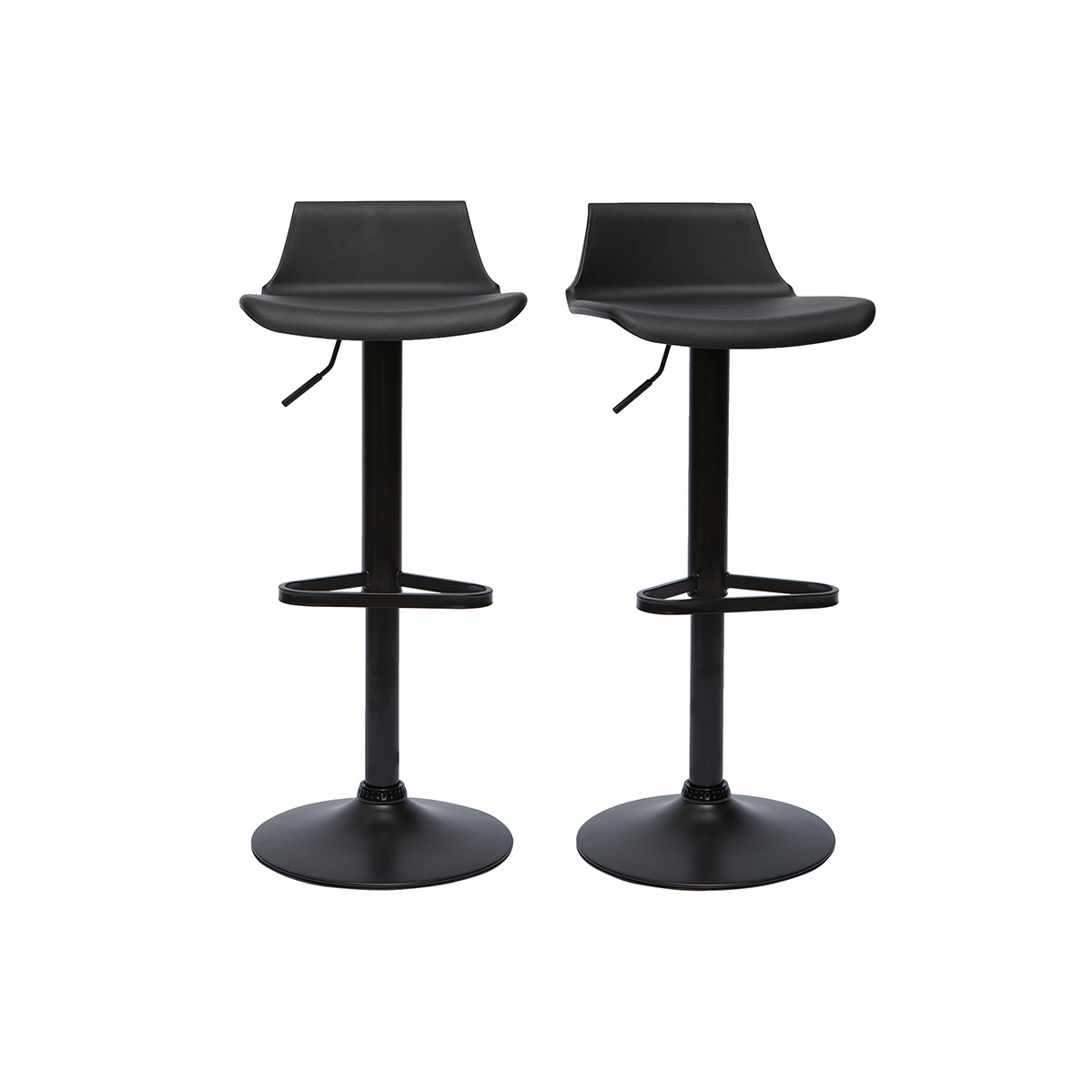 Set de 2 taburetes de cocina de diseño negro ajustables 360º KRONOS