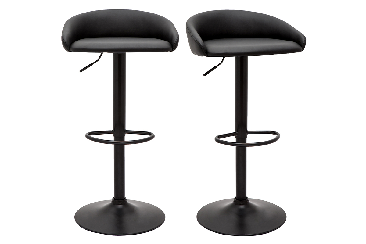 Set de 2 taburetes de cocina de diseo negro ajustables REYNOLD