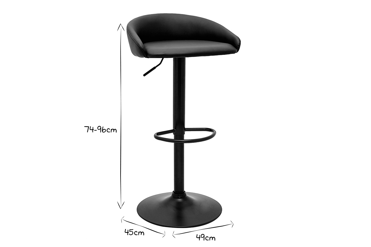 Set de 2 taburetes de cocina de diseo negro ajustables REYNOLD