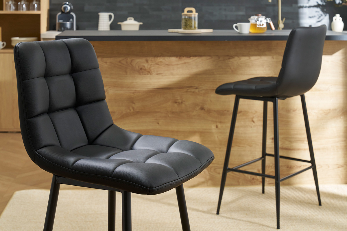 Set de 2 taburetes de cocina de diseo negro MAXWELL