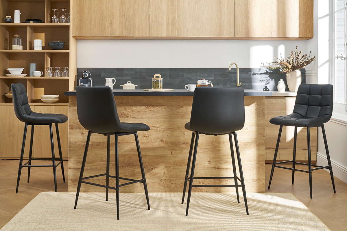 Set de 2 taburetes de cocina de diseo negro MAXWELL