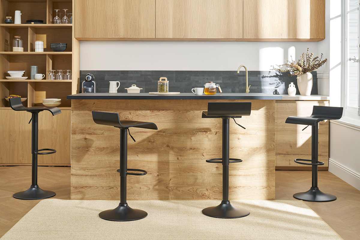Set de 2 taburetes de cocina de diseo negro SURF