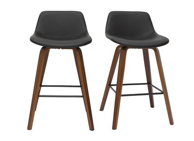 Set de 2 taburetes de cocina de diseño negro y nogal 65 cm NONIE