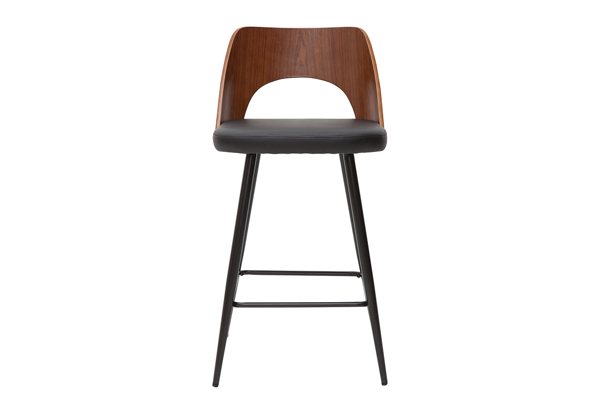 Set de 2taburetes de cocina de diseo negro y nogal 66,5cm FALCOM