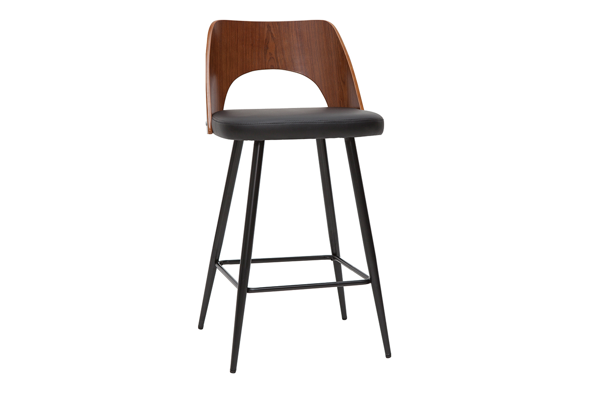 Set de 2taburetes de cocina de diseo negro y nogal 66,5cm FALCOM