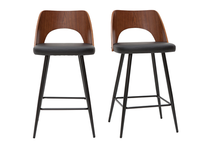 Set de 2 taburetes de cocina de diseño negro y nogal 66,5 cm FALCOM