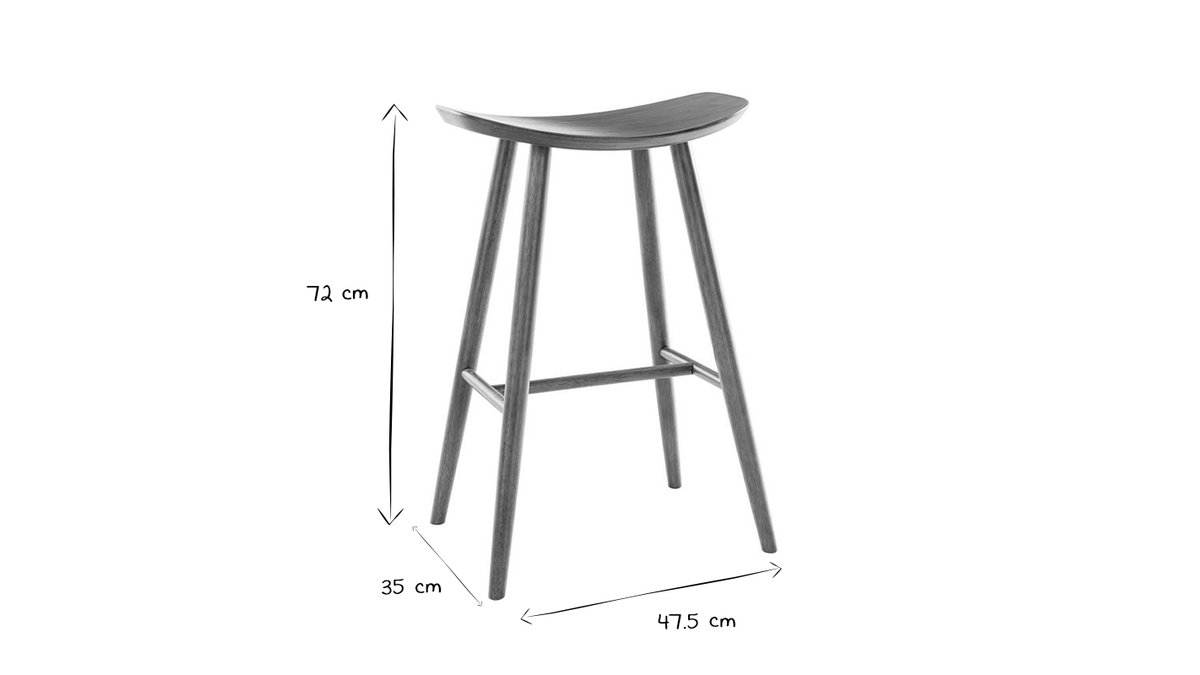 Set de 2 taburetes de cocina de diseo nogal 72cm DEMORY