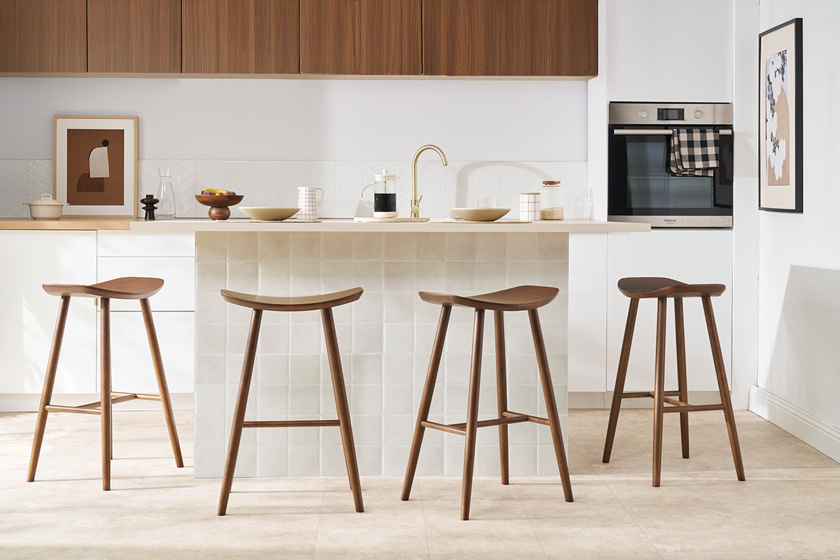Set de 2 taburetes de cocina de diseo nogal 72cm DEMORY